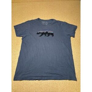 PATAGONIA Mens Slim Fit Bear Logo Crew Neck T-Shirt XL Blue